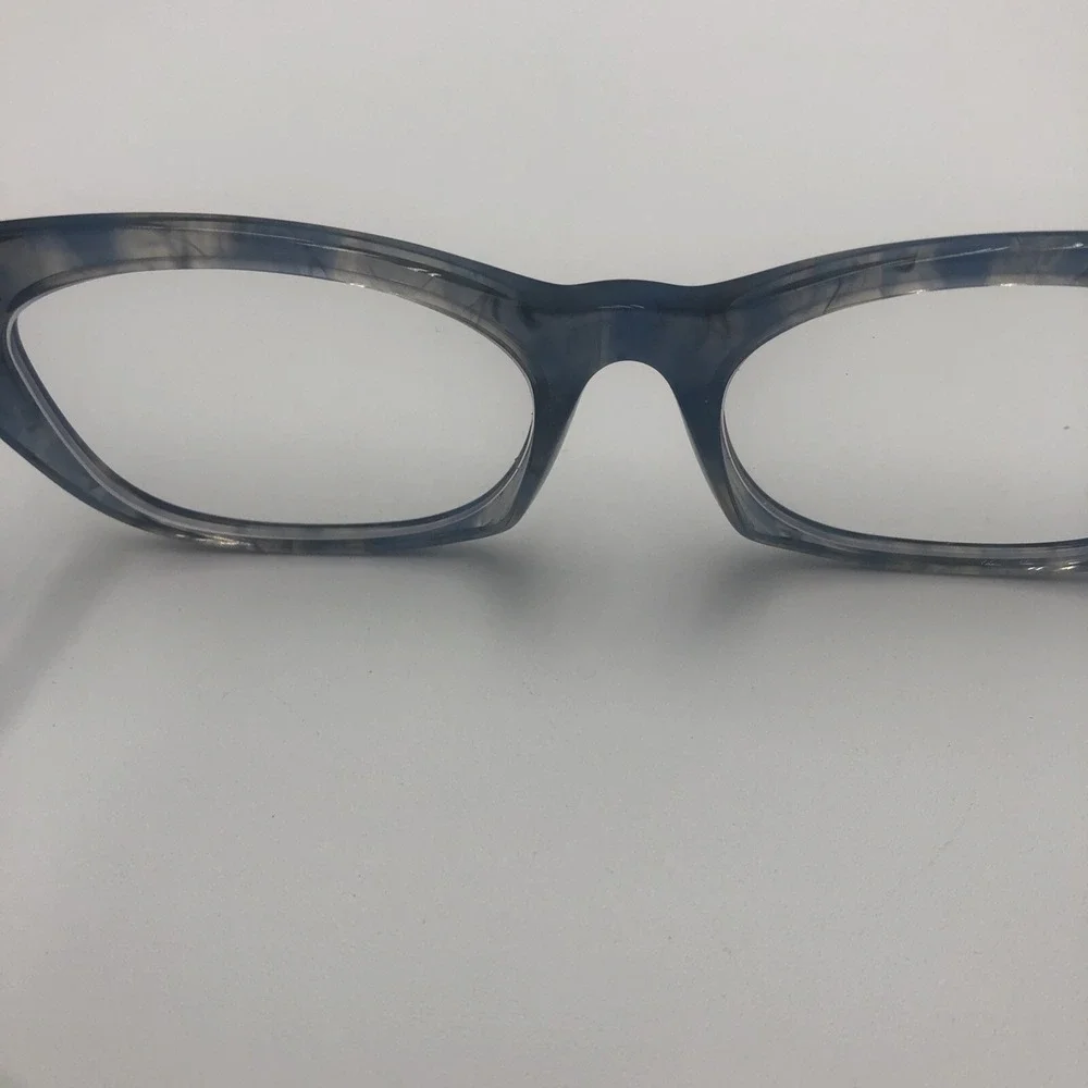 Womens Eye Glasses Frames Blue Tortoise Cat Eye Marbled Swirl Preowned With Case